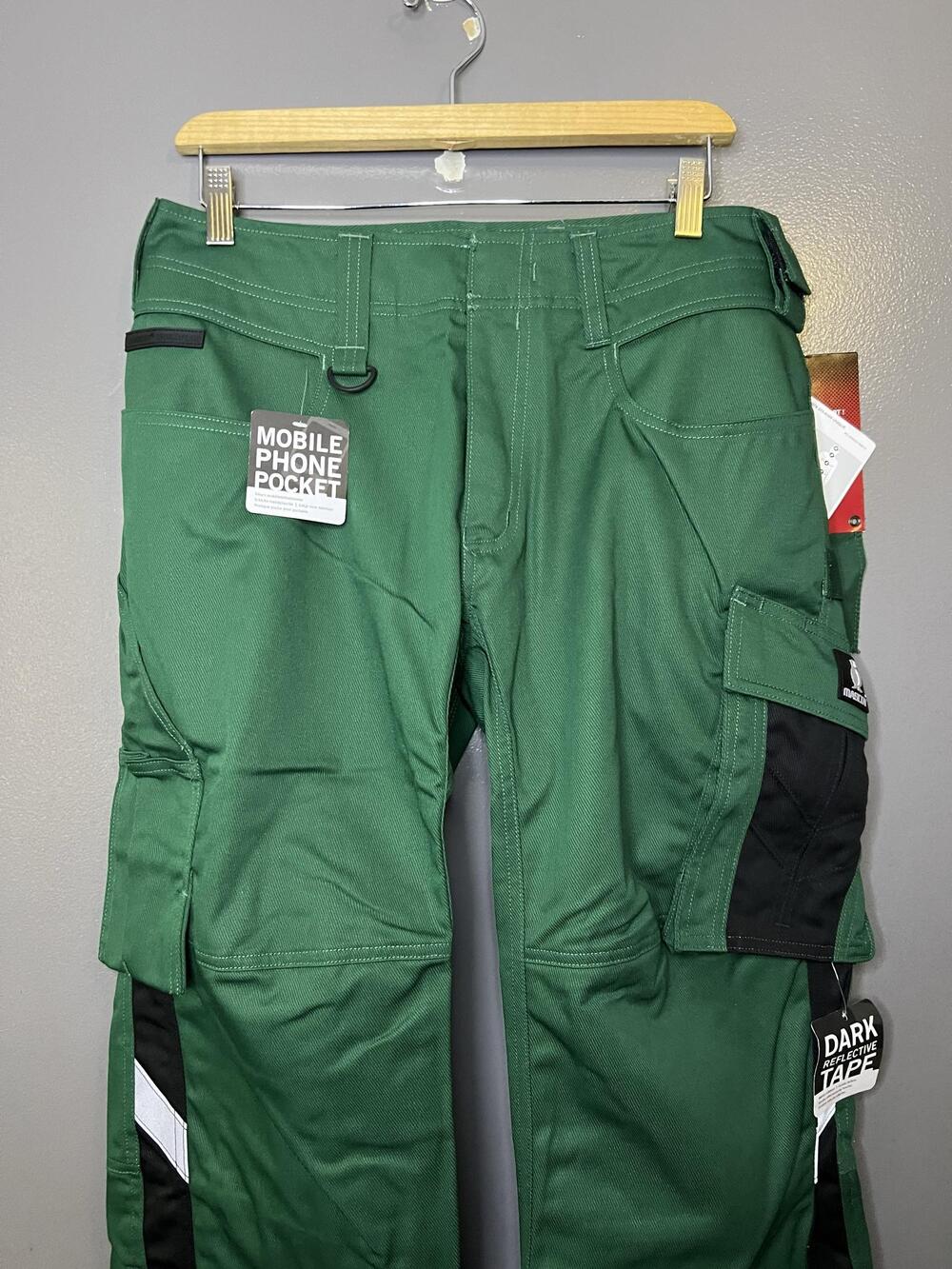 Mascot Cargo Pants Mens 34x32 Green Dortmund Reflective Workwear 12079-203-0309